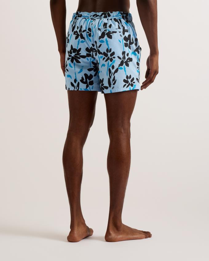 Short Ted Baker Floral Print Seersucker Swim Bleu Homme | AZO-30827265